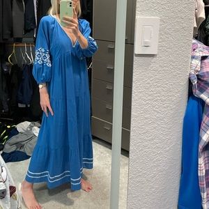 Zara blue and white floaty cotton dress